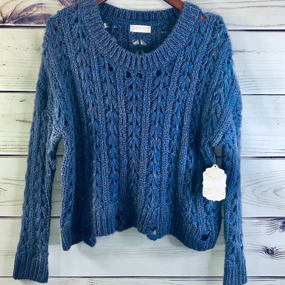 Altar’d State Cobalt Gold Marled Sweater NWT $70 - Picture 1 of 7